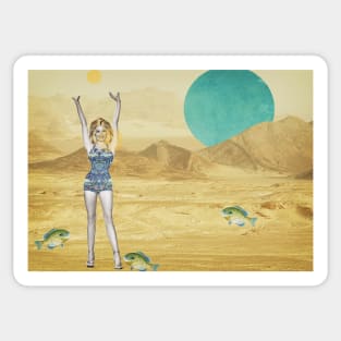 Retro Girl at Desert Sticker